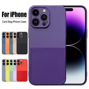 Чехол для Iphone 11 12 13 Mini 14 Pro Max, силиконовый чехол с держателем слота для карт памяти, чехол для Iphone Xr Xs X 6 7 8 Plus Se 2022 2020 for iPhone 6 6S оранжевый
