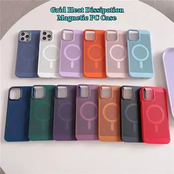 Чехол для iPhone 12 11 Pro Max с магнитной сеткой и большим отверстием для камеры, рассеивающим тепло, нескользящий, с защитой от отпечатков пальцев, на задней панели For iPhone 11 чёрный
