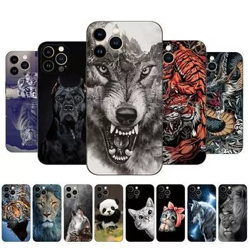 Чехол для iPhone 13 Чехол для iPhone 13 mini Чехол для iPhone 13 Pro Max iPhone13 iphone13Pro 13Pro черный чехол из ТПУ лев волк тигр дракон iphone 13
