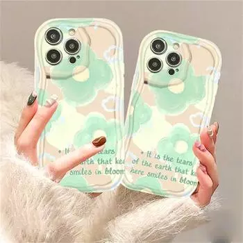Чехол для IPhone 14 Pro Max 15 11 13 12 Mini XR 6s 6 8 7 Plus X XS SE Чехол Мягкий Прозрачный ТПУ Цветок Граффити Любовь Волнистый Iphone 15 Pro