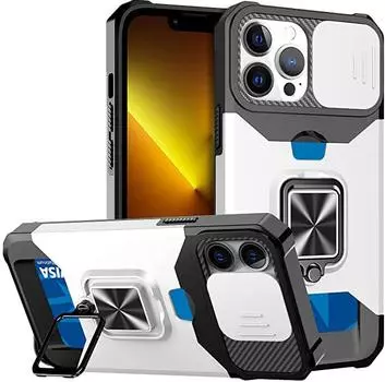 Чехол для iPhone 15 14 13 12 11 Pro Max XS, выдвижная подставка для камеры, держатель для карт, защитный чехол-кошелек с кольцом и подставкой iPhone SE 2020