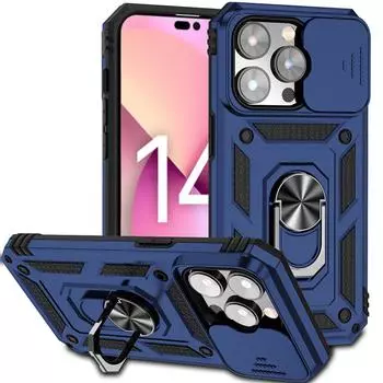 Чехол для iPhone 15 14 13 12 11 Pro Max XS XR 8 7 Plus SE с кольцевой подставкой, выдвижная камера, противоударный чехол-подставка в стиле милитари iPhone 15 Pro Max