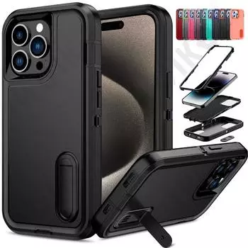 Чехол для iPhone 15 14 13 12 11 Pro Max XS XR 8 7 Plus сверхпрочный противоударный прочный защитный чехол с подставкой iPhone 15 Pro Max