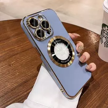 Чехол для iPhone 15 14 13 12 11 Pro Max Plus, прозрачный чехол для Magsafe, защитный чехол с магнитным логотипом и отверстием для линзы For iPhone 11 Pro