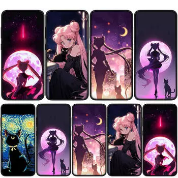 Чехол для iPhone 15 14 Xiaomi Redmi Note 13 12 11 Pro Max X 8 7 9 XR Samsung Galaxy S24 S23 A05 OPPO A15 Huawei аниме-чехол для телефона Sailor Cartoon Moon for Huawei P30 экрю