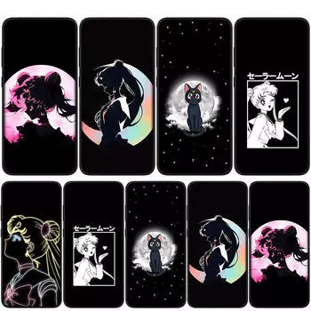 Чехол для iPhone 15 14 Xiaomi Redmi Note 13 12 11 Pro Max X 8 7 9 XR Samsung Galaxy S24 S23 A05 OPPO A15 Huawei Girl Sailor Cartoon Moon Phone Case