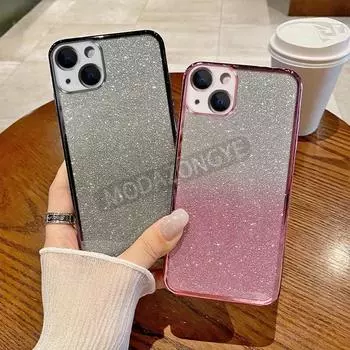Чехол для iPhone 15 Plus, гальванический мягкий блестящий чехол из ТПУ для сотового телефона, чехол для телефона IPhone 15 Plus для девочек и женщин IPhone 15 Plus чёрный