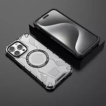 Чехол для iPhone 15 Pro Max Plus 14 Pro, роскошный магнитный противоударный защитный чехол для тонкого чехла для телефона Magsafe iPhone 15 чёрный