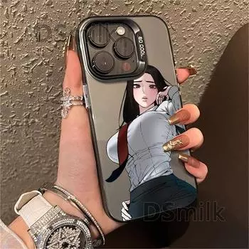 Чехол для iPhone 15 Pro с аниме-богиней — защита от лазера, устойчивый к падениям жесткий чехол для Apple 13/14/11XsMax/11/12/Mini. iPhone 12 Pro Max
