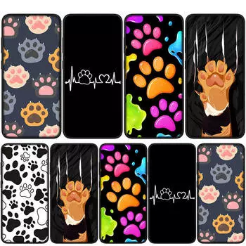 Чехол для iPhone 16 15 14 Xiaomi Redmi Note 13 12 11 Pro Max X 10 8 9 XR Samsung Galaxy S24 S23 A15 13C 12COPPO Huawei милый чехол для телефона Dog Paw Cat for Redmi 9C экрю