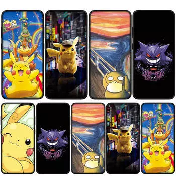 Чехол для iPhone 16 15 14 Xiaomi Redmi Note 13 12 11 Pro Max X 10 8 9 XR Samsung Galaxy S24 S23 OPPO Huawei Pokemon GO Gengar Pikachu милый чехол для телефона for Huawei Mate 20 экрю