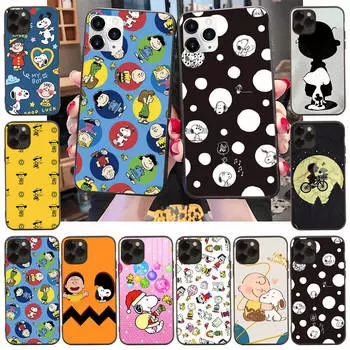 Чехол для iPhone 16 15 Plus 14 13 12 11 Pro 8 7 6S 6 SE 5S X XR XS Max Realme C30 C33 C31 9I Black Sofe Cover NI39 Snoopy Peanuts Huawei Y6P 2020 серый