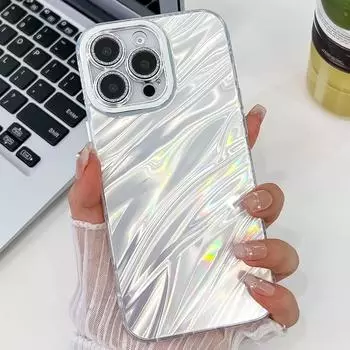 Чехол для iPhone 16 Pro Max IMD Текстурированный ПК+ТПУ Чехол для телефона с блестящим кольцом Защита объектива C