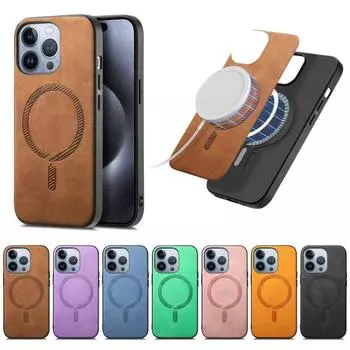 Чехол для iPhone 16 Pro Max Luxury Business Leather Panel для беспроводной магнитной зарядки Magsafe Противоударный чехол для iPhone 16pro 16 Plus for iphone 16 чёрный
