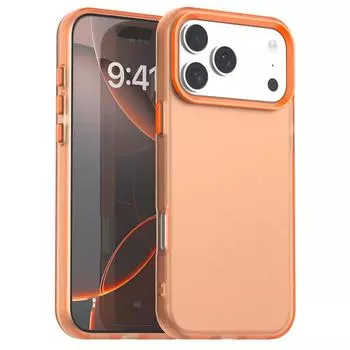 Чехол для iPhone 17 Pro Max PC+TPU+PET Матовый Противоударный Задняя Крышка для Телефона Orange