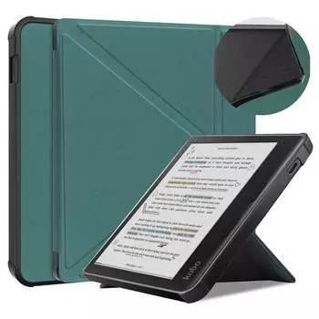 Чехол для Kobo Libra Color Case 2024 7 дюймов, складная подставка, мягкая задняя часть из ТПУ, умный чехол для Kobo Libra Color Cover с автоматическим режимом сна/пробуждения Libra Colour 7inch зелёный