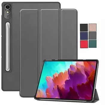 Чехол для Lenovo Xiaoxin Pad Pro 12 7 12,7 дюймов, 2023, откидная подставка, жесткая задняя панель из ПК для Lenovo Tab P12 12,7, чехол с автоматическим режимом сна/пробуждения Tab P12 12.7 Inch чёрный