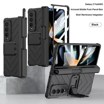 Чехол для мобильного телефона Samsung Galaxy Z Fold 4 5g с подставкой и S-слотом для ручки, встроенная защитная пленка для экрана для Galaxy Z Fold 4, чехол
