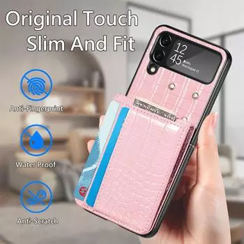 Чехол для мобильного телефона Samsung Z Flip 4 5G из крокодиловой кожи для Samsung Galaxy Z Flip4 Flip 4 Zflip4 с карманом для карт и сумкой-кошельком for Samsung Z Flip 4