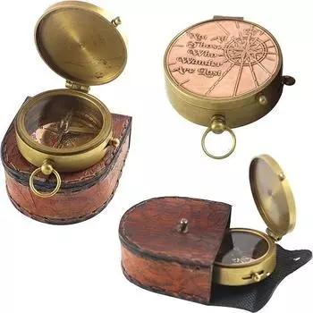 Чехол для морского компаса Dial Marine Brass Compass из кожи, 2 дюйма, коричневый