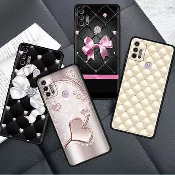 Чехол для Motorola G30 G60 G22 G9 Play G82 G52 G8 G9 G50 One Fusion Edge 20, черный мягкий чехол для телефона Love Bow Moto G51 5G