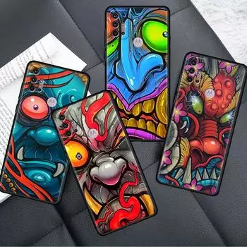 Чехол для Motorola G30 G60 G22 G9 Play G82 G52 G8 G9 G50 One Fusion Edge 20, черный мягкий чехол для телефона, маска самурая Oni, крутая Moto G51 5G