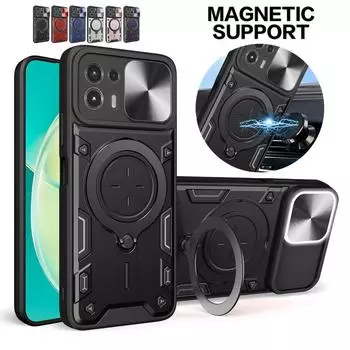 Чехол для Motorola Moto Edge 20 Lite, магнитный автомобильный держатель, металлическое кольцо, противоударные чехлы для телефонов Moto Edge20 Lite, задняя крышка For Moto Edge20 Lite чёрный