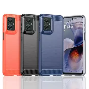 Чехол для Motorola Moto G55 Чехол для Moto G55 5G Противоударный мягкий чехол из силикона TPU с углеродным волокном для Moto G55 Чехол 6,49 дюйма For Moto G55 5G чёрный