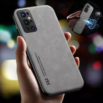 Чехол для Oneplus 8 9 7 Pro с текстурой кожи, автомобильный магнитный держатель-подставка, чехол для телефона One Plus 9RT 7T 8T Nord 9 Pro RT, задняя крышка For Oneplus 8 темно серый