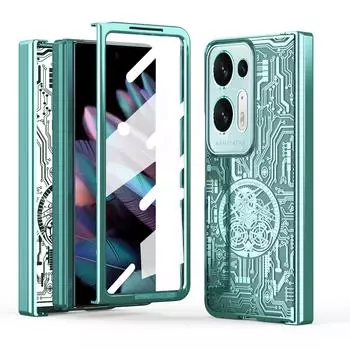 Чехол для Oppo Find N2, чехол с прозрачным покрытием, шарнир, механизм, передний экран, стеклянная задняя крышка для Oppo Find N2, 5 г, капа For OPPO Find N2 чёрный