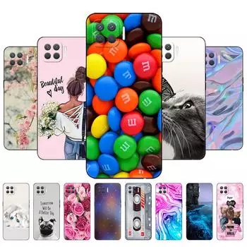 Чехол для Oppo Reno4 Lite, чехол для Oppo Reno4 F, чехол для Oppo F17 Pro, задняя крышка CPH2125 SPH2209 CPH2209 CPH2119 Reno 4 F, черный чехол из ТПУ 6,43 дюйма Oppo Reno4 Lite