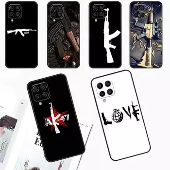 Чехол для пистолета AK47 с пулями для Samsung Galaxy M12 M32 M52 M55 M13 M33 M53 M14 M34 M54 M20 M30s M31s M51 M31 M21 Samsung M30s