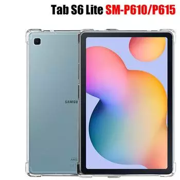 Чехол для планшета 2 в 1 со стеклом для Samsung Galaxy Tab S6 Lite 2020. Мягкий силиконовый чехол из ТПУ. Чехол для подушки безопасности. Прозрачный защитный чехол для SM-P610 SM-P615. Tab S6 Lite SM-P610 TPU чистый