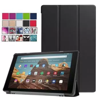 Чехол для планшета Coque For Fire HD FireHD 10 HD10, чехол 2019 2017, магнитный чехол из искусственной кожи для Fire HD 10, чехол для планшета с автоматическим режимом сна/пробуждения чёрный