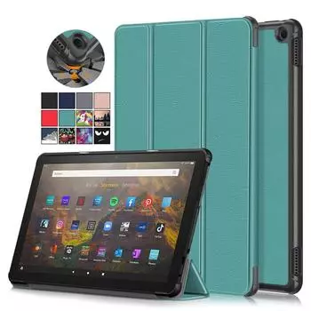 Чехол для планшета Fire HD 10, чехол 2023, 10,1-дюймовая тройная складная подставка, магнитный смарт-чехол Folio для Fire HD 10, 2023, чехол для планшета for Fire Hd 10 2023 чёрный