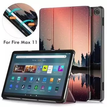 Чехол для планшета Fire Max 11, чехол для планшета, ультратонкий чехол с магнитной подставкой из искусственной кожи для Fire Max 11 2023, чехол с функцией автоматического отключения и пробуждения for Fire Max 11 миндальный