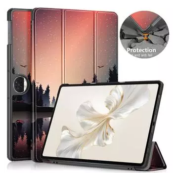 Чехол для планшета Huawei Honor Pad 9, 12,1 дюйма, 2024, тройной складной магнитный смарт-чехол Folio для Honor Pad 9 HEY2-W09 HEY2-W19, чехол для планшета Honor Pad 9 12.1 миндальный