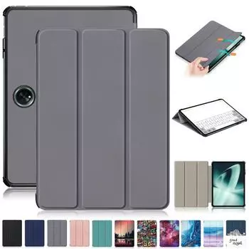Чехол для планшета Oppo Pad 2, чехол 11,61 дюйма, тройной кожаный чехол с магнитной подставкой, умный чехол для Oneplus Pad, чехол для Oppo Pad 2, чехол 11,61 дюйма for Oneplus Pad миндальный