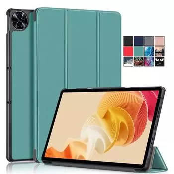 Чехол для планшета Realme Pad 2, чехол 2023, 11,5-дюймовый чехол из искусственной кожи, тройная складная подставка, магнитный защитный чехол для Realme Pad 2, детский чехол для планшета for Realme Pad 2 чёрный