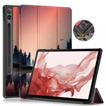 Чехол для планшета Samsung Galaxy Tab S9 Plus, чехол 12,4, складная подставка, жесткий чехол из поликарбоната, магнитная обложка-книжка для Samsung Galaxy S9 Plus, чехол для планшета Galaxy Tab S9 Plus чёрный