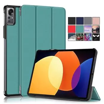 Чехол для планшета Xiaomi Pad 5 Pro 12,4 дюйма, чехол из искусственной кожи, тройной складной магнитный чехол с подставкой для Xiaomi Mi Pad 5 Pro 12 4, детский планшет for Xiaomi Pad 5 Pro чёрный