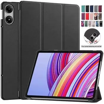 Чехол для планшета Xiaomi Redmi Pad Pro 2024 12.1 Trifold Flip Stand с держателем Auto Sleep Flip Kickstand Противоударный Полный Чехол Redmi Pad Pro 12.1 красный