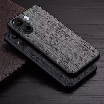 Чехол для Poco C65 Redmi 13C, кожаный чехол с узором из бамбукового дерева, роскошный чехол для Xiaomi Redmi 13c, чехол-капа Redmi 13C чёрный