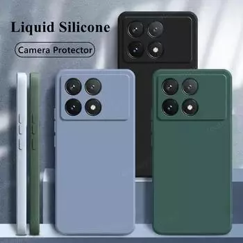 Чехол для Poco F6 Pro для Xiaomi Poco F6 F5 Pro, чехол Fundas Coque, жидкий силиконовый мягкий чехол из ТПУ для телефона, бампер Poco F6 Pro For Poco F6 Pro чёрный