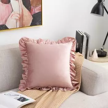 Чехол для подушки из голландского бархата с кружевными оборками 45x45cm - 149g (6+6cm lace width)