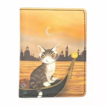Чехол для пропуска на гондолу Cat Dayan Dayan из натуральной кожи [Wachifield], 2-сторонний