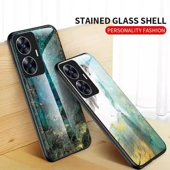 Чехол для Realme 10 11 Pro + 8i 9i C53 C55 C2s GT 4G 5G, чехол из мраморного закаленного стекла, задняя крышка For Realme 10 4G
