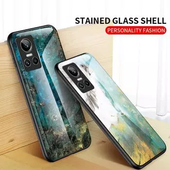 Чехол для Realme 7 8 9 Pro + Narzo 30 50A 50i 50 Pro C11 C21 C15 GT Neo2 3 3T C31 4G 5G, чехол из мраморного закаленного стекла, задняя крышка For Realme 7 5G