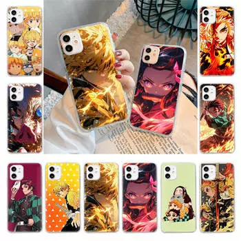 Чехол для Samsung A04 A14 A23 A34 A54 M23 M33 M52 M53 Realme 10 9 C30S C35 C55 VIVO Y02S Y21 Y51 X80 Pro Прозрачный чехол WI88 Demon Slayer Tecno Camon 17P эбеновый