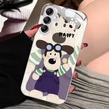 Чехол для Samsung A73 Liquid Glass Shell A32 S21FE Zhangmeng Dog S13 в стиле масляной живописи для мужчин и женщин, мультяшный дизайн 52/70. Samsung A31